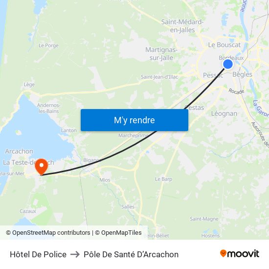 Hôtel De Police to Pôle De Santé D’Arcachon map