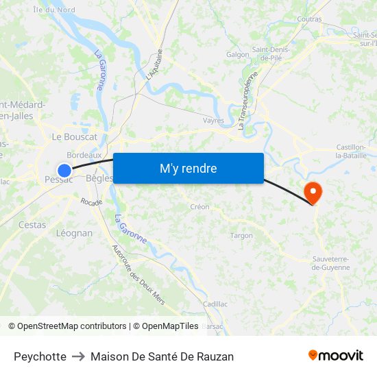 Peychotte to Maison De Santé De Rauzan map