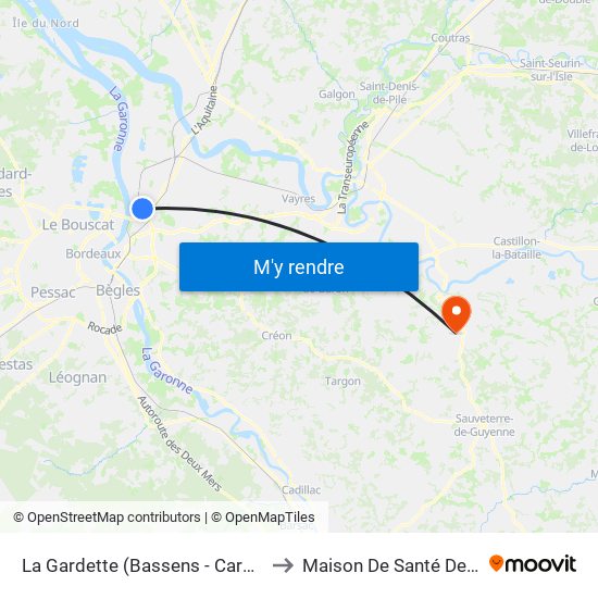 La Gardette (Bassens - Carbon Blanc) to Maison De Santé De Rauzan map