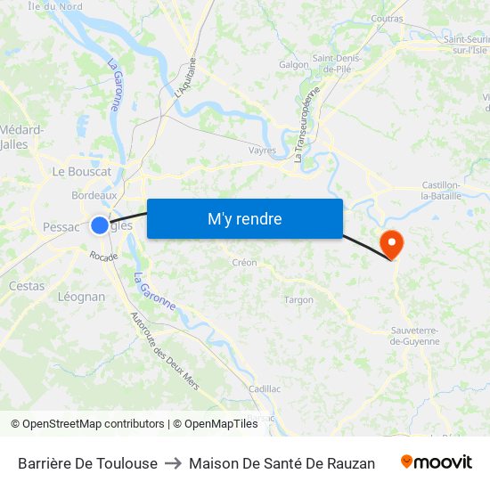 Barrière De Toulouse to Maison De Santé De Rauzan map