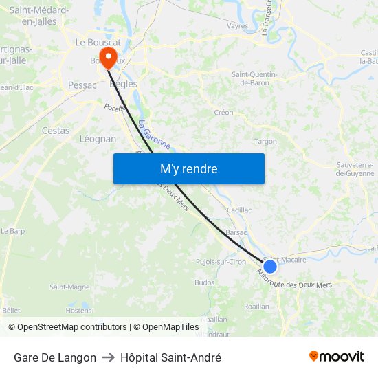 Gare De Langon to Hôpital Saint-André map