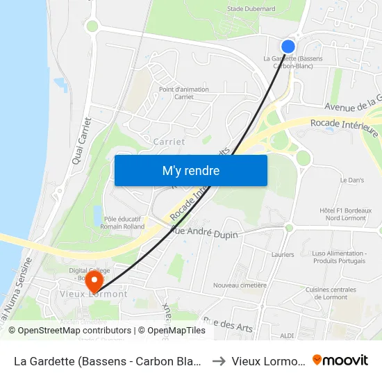 La Gardette (Bassens - Carbon Blanc) to Vieux Lormont map