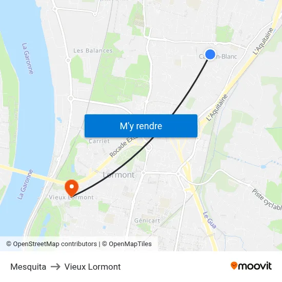 Mesquita to Vieux Lormont map