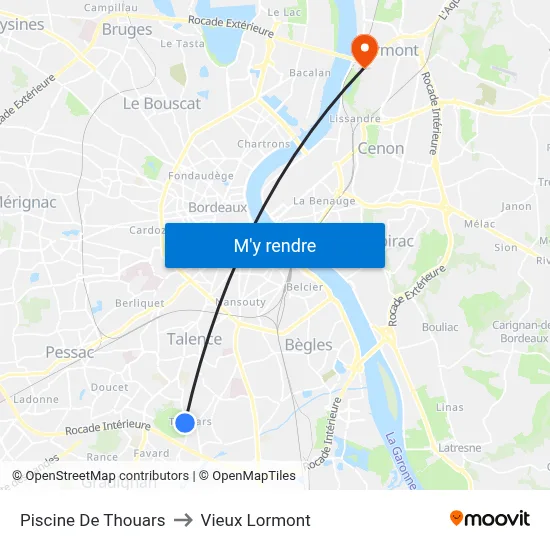 Piscine De Thouars to Vieux Lormont map