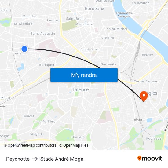 Peychotte to Stade André Moga map