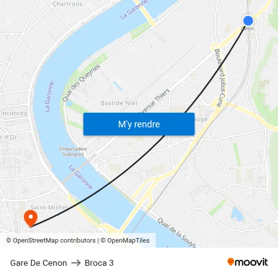 Gare De Cenon to Broca 3 map