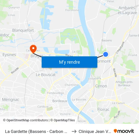 La Gardette (Bassens - Carbon Blanc) to Clinique Jean Villar map