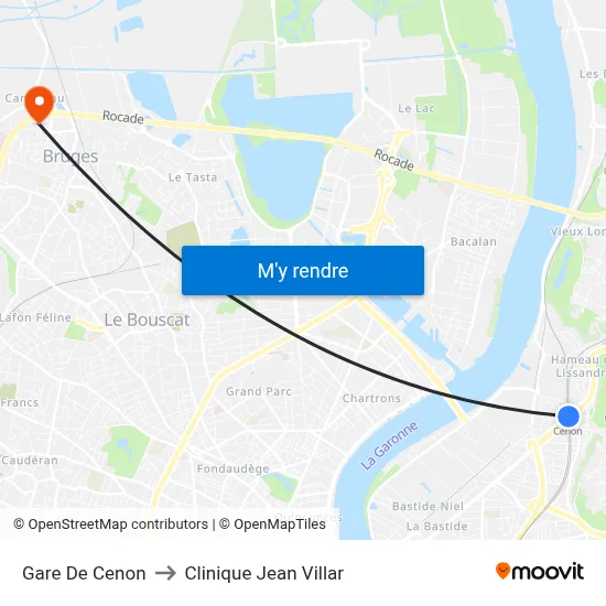 Gare De Cenon to Clinique Jean Villar map