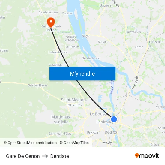 Gare De Cenon to Dentiste map