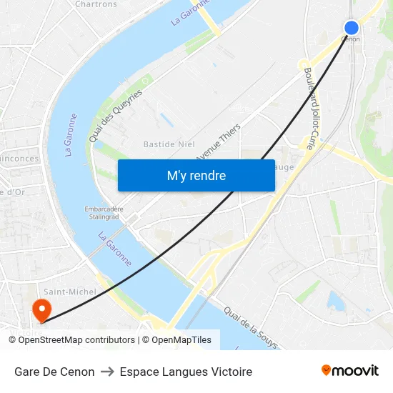 Gare De Cenon to Espace Langues Victoire map