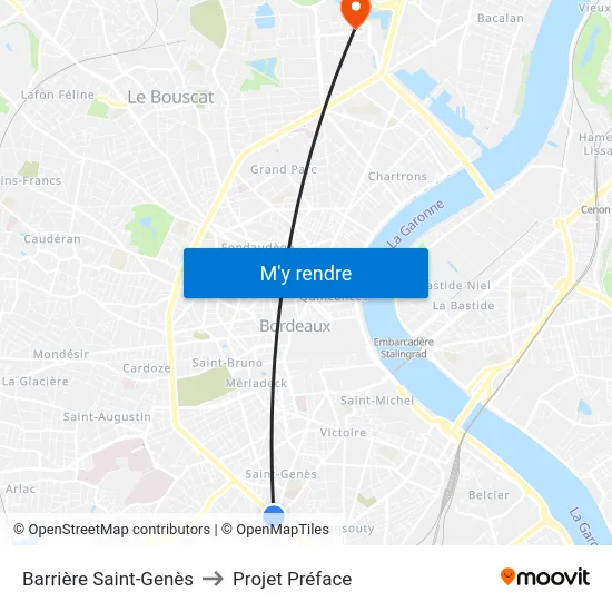Barrière Saint-Genès to Projet Préface map