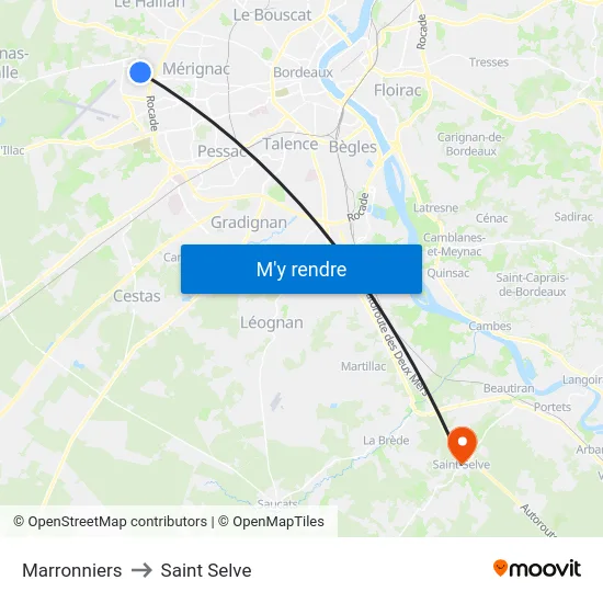 Marronniers to Saint Selve map
