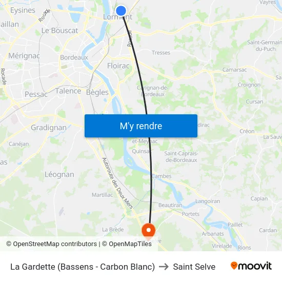 La Gardette (Bassens - Carbon Blanc) to Saint Selve map