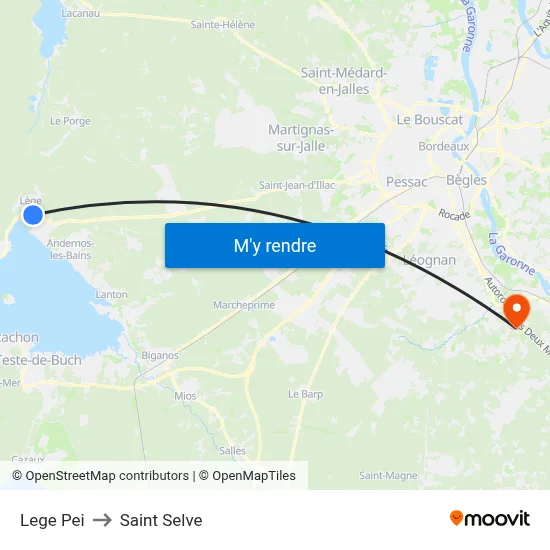 Lege Pei to Saint Selve map