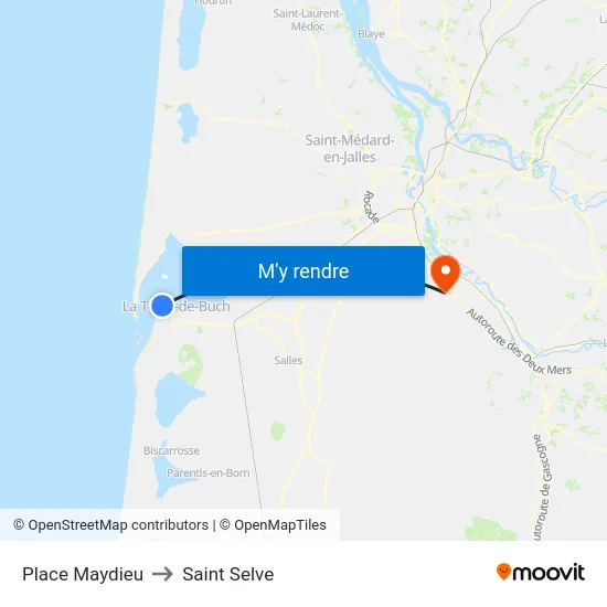 Place Maydieu to Saint Selve map