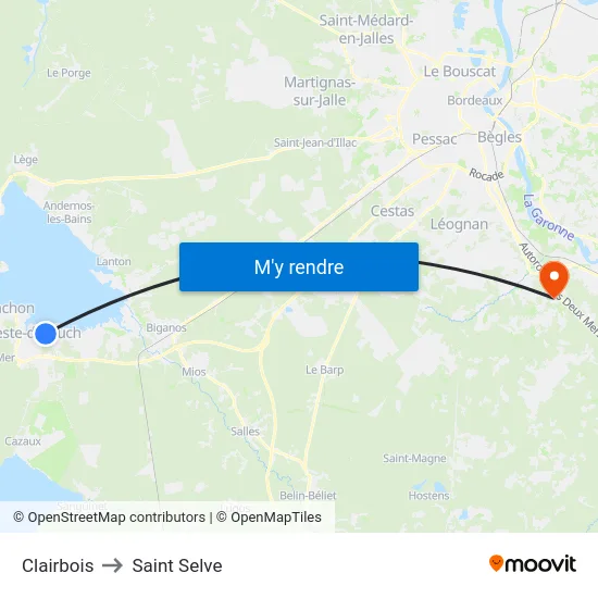 Clairbois to Saint Selve map