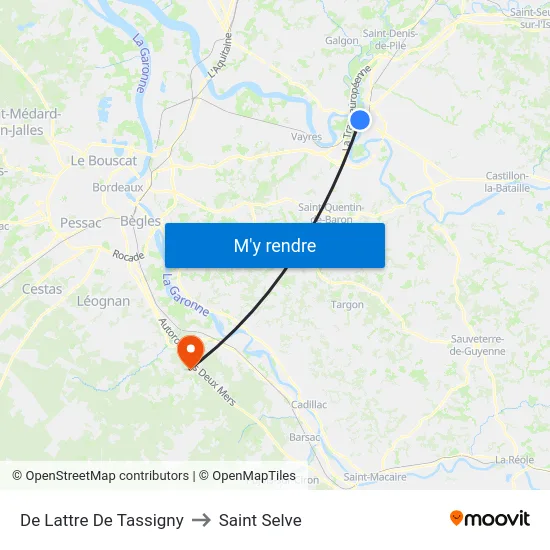 De Lattre De Tassigny to Saint Selve map