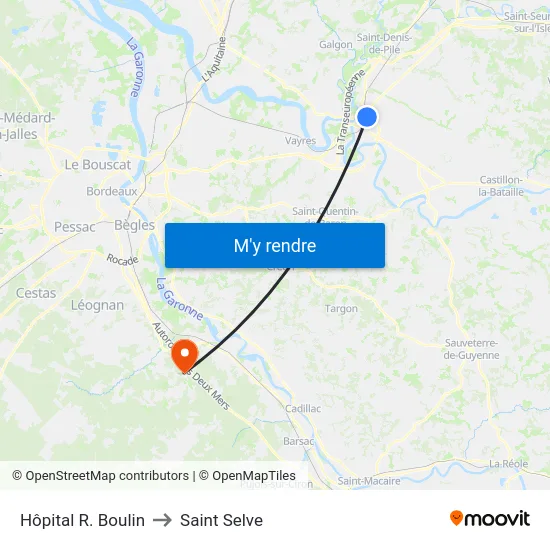 Hôpital R. Boulin to Saint Selve map