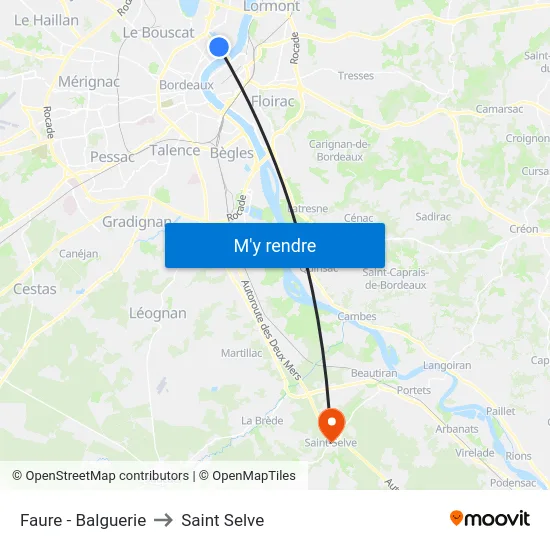 Faure - Balguerie to Saint Selve map