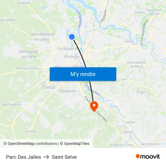 Parc Des Jalles to Saint Selve map
