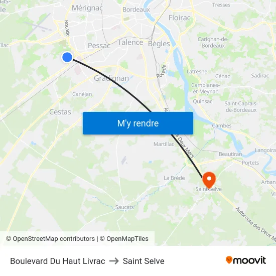Boulevard Du Haut Livrac to Saint Selve map