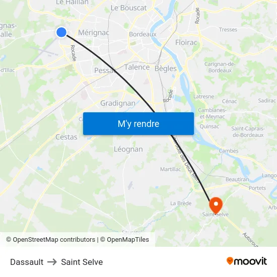 Dassault to Saint Selve map