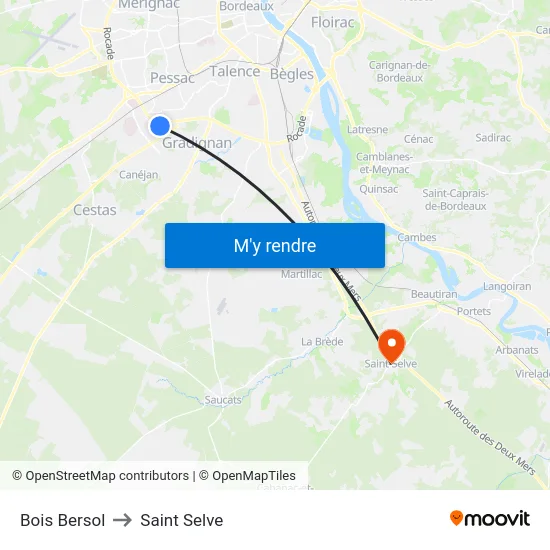 Bois Bersol to Saint Selve map