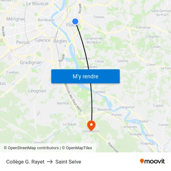 Collège G. Rayet to Saint Selve map