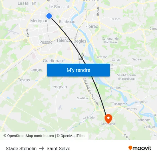 Stade Stéhélin to Saint Selve map