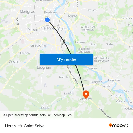 Livran to Saint Selve map
