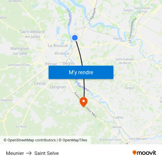 Meunier to Saint Selve map