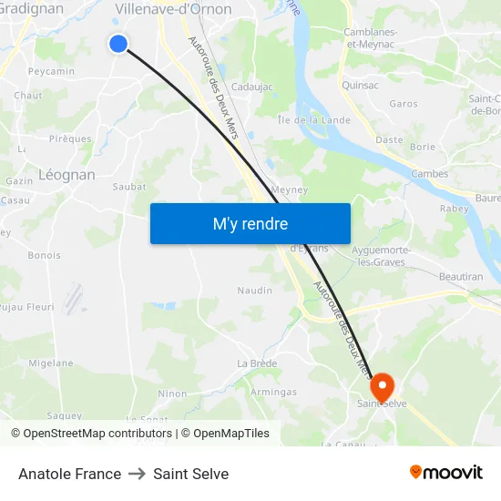 Anatole France to Saint Selve map