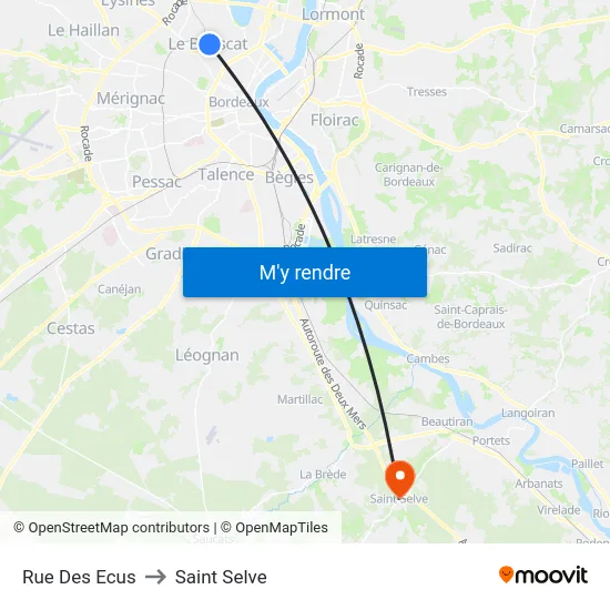 Rue Des Ecus to Saint Selve map