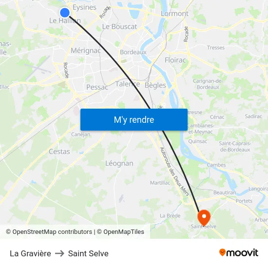 La Gravière to Saint Selve map