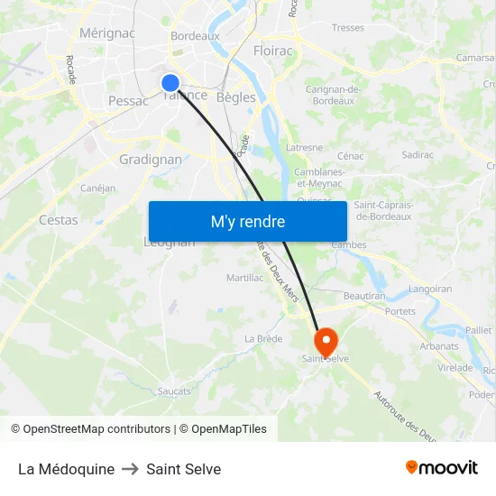 La Médoquine to Saint Selve map