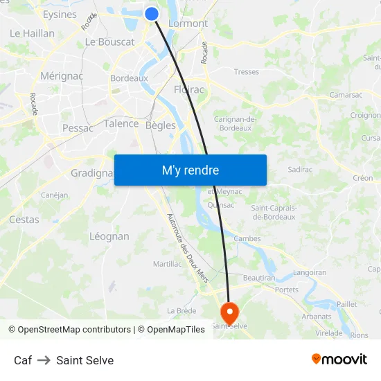 Caf to Saint Selve map