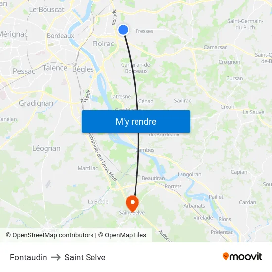 Fontaudin to Saint Selve map
