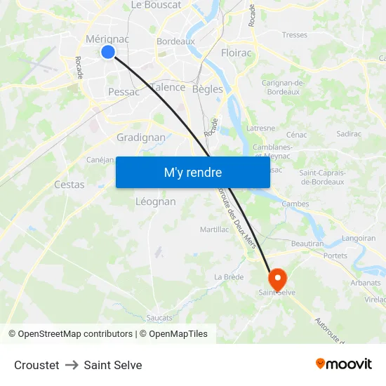 Croustet to Saint Selve map