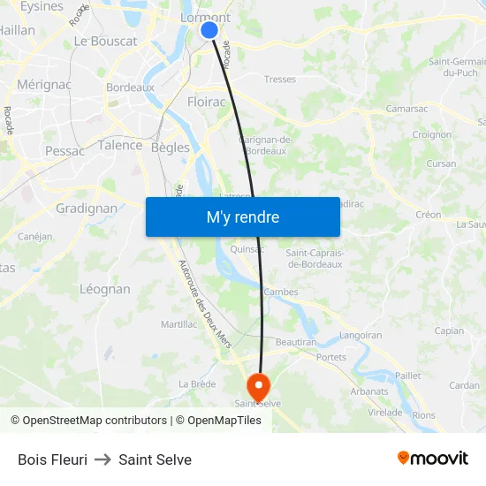 Bois Fleuri to Saint Selve map