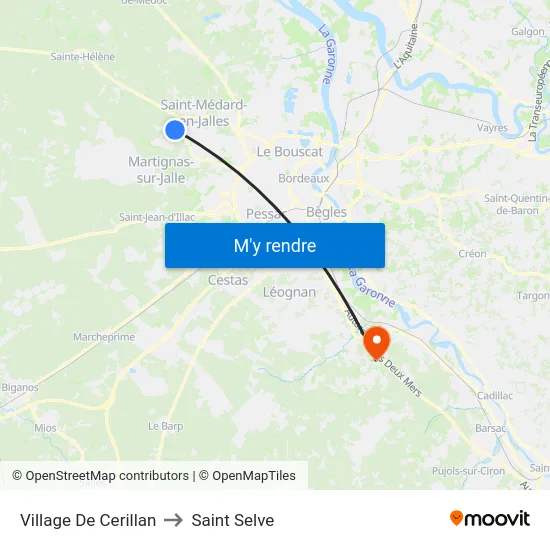 Village De Cerillan to Saint Selve map