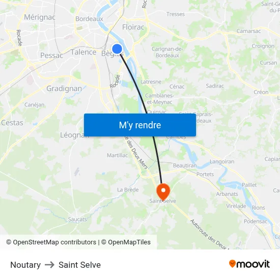 Noutary to Saint Selve map