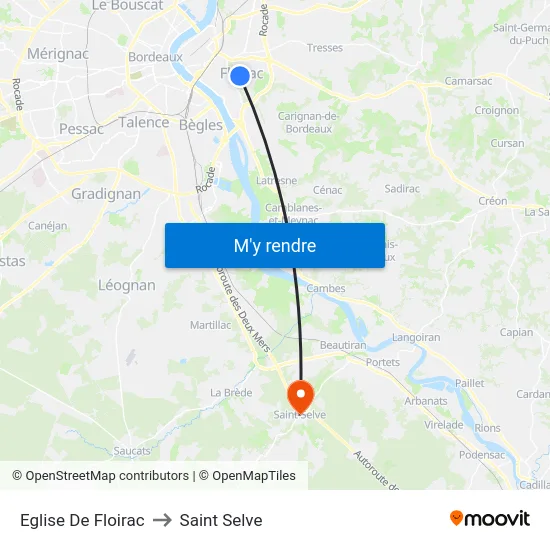 Eglise De Floirac to Saint Selve map