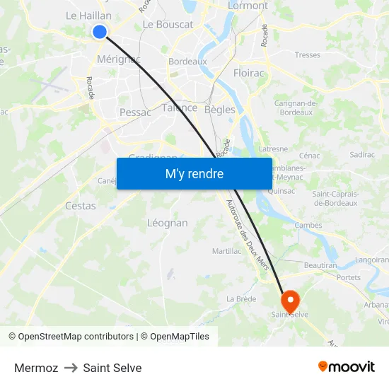 Mermoz to Saint Selve map