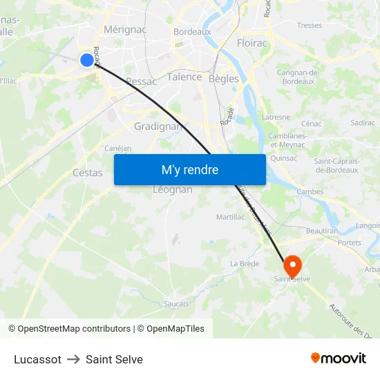 Lucassot to Saint Selve map