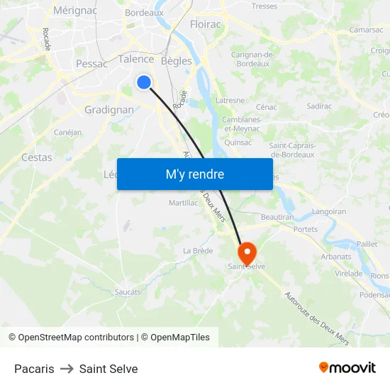 Pacaris to Saint Selve map