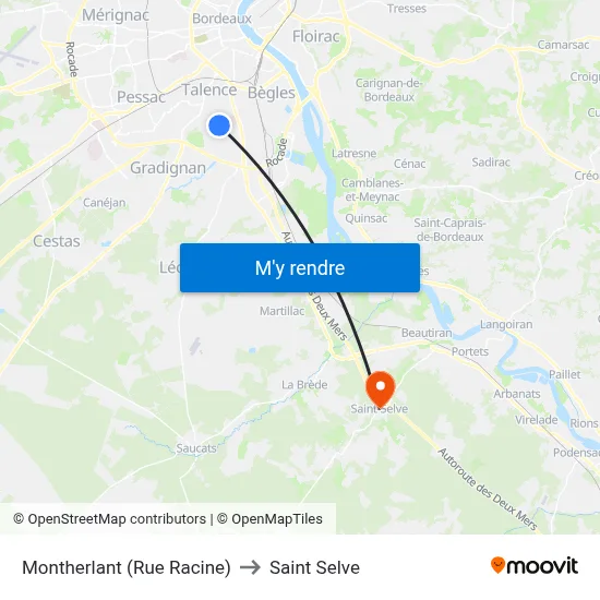 Montherlant (Rue Racine) to Saint Selve map