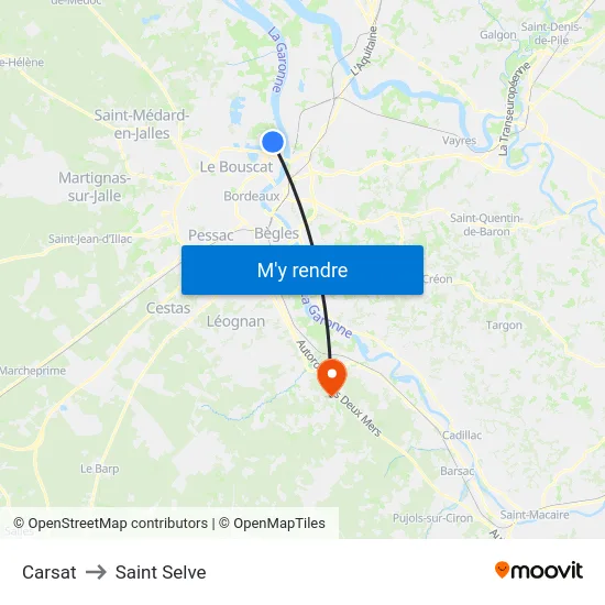 Carsat to Saint Selve map