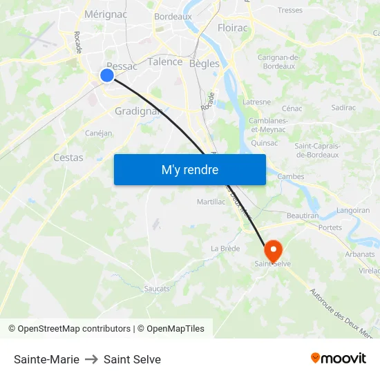 Sainte-Marie to Saint Selve map