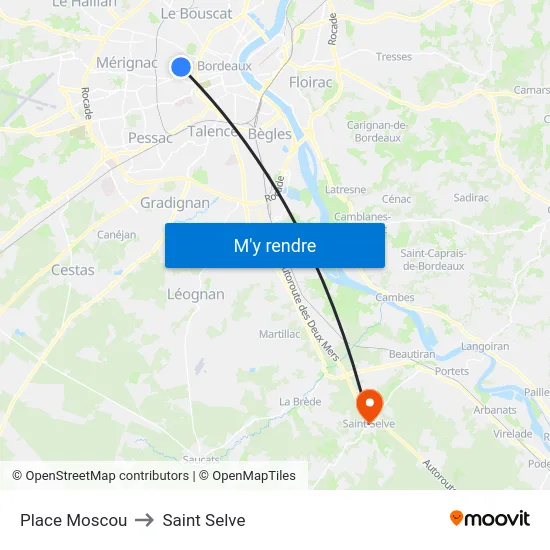 Place Moscou to Saint Selve map