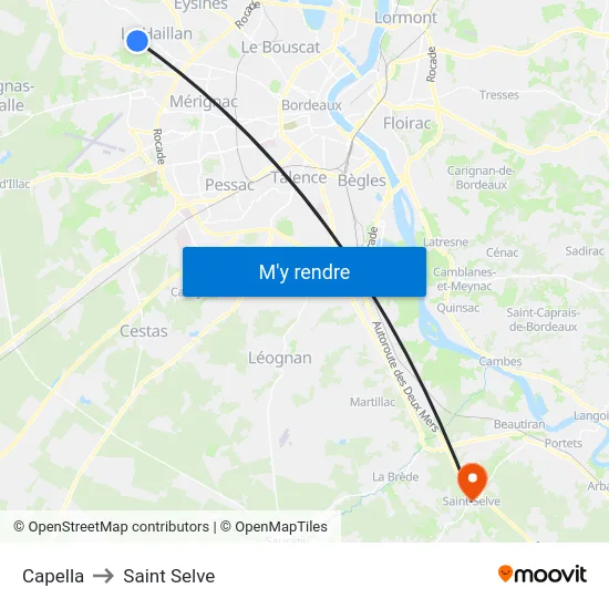 Capella to Saint Selve map
